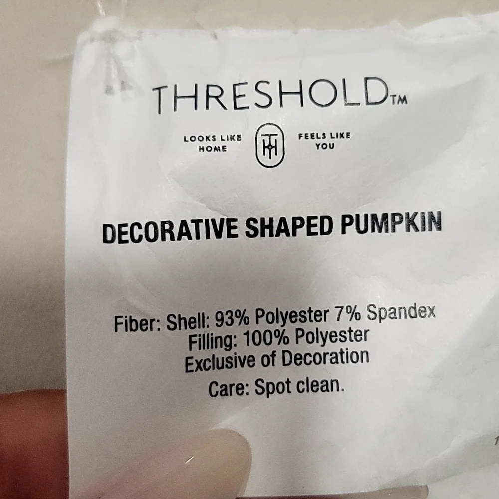 New THRESHOLD Large Decorative Pumpkin Shaped Velvet Pillow In Cream